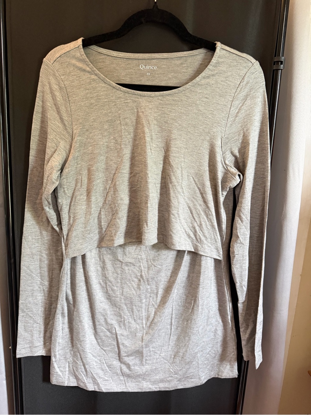 Quince Light Gray Long Sleeve Layered Nursing Tee
